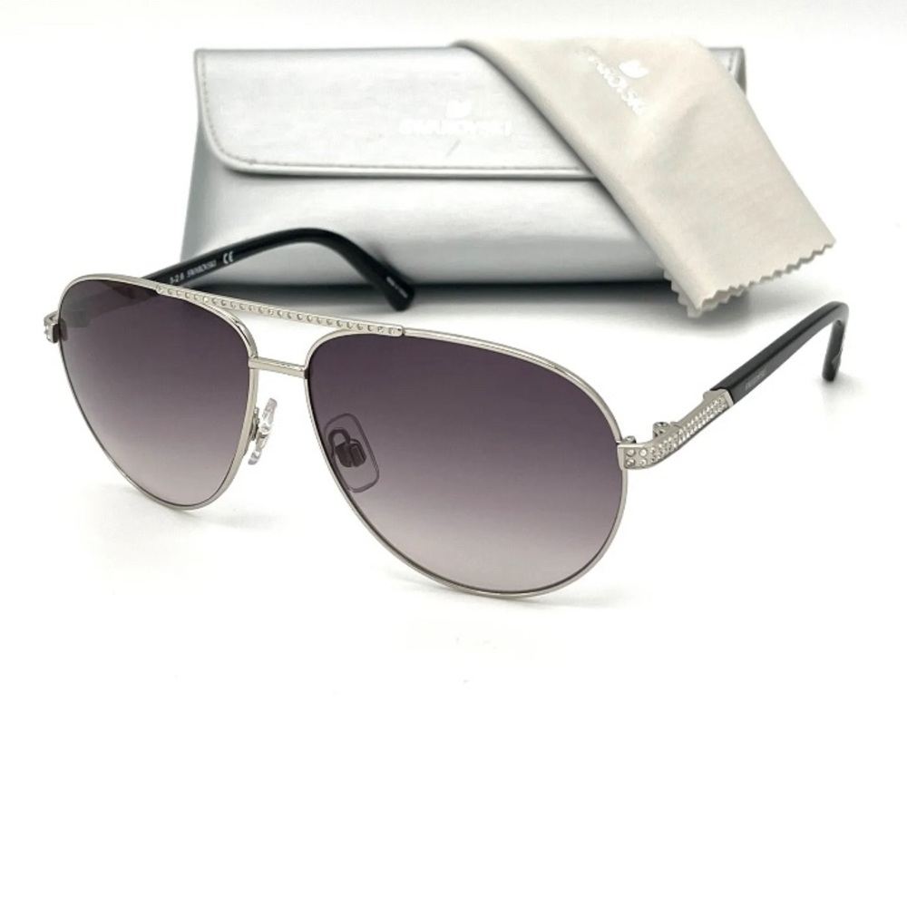 SWAROVSKI ELIS SK0078 16B Silver Black / Gray Gradient 59mm Sunglasses - Picture 1 of 6